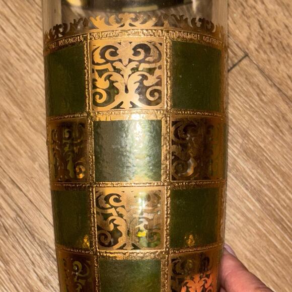 Culver Ltd  MCM Cocktail Shaker 22K Gold VALENCIA Pattern Martini Barware box d - Picture 1 of 4